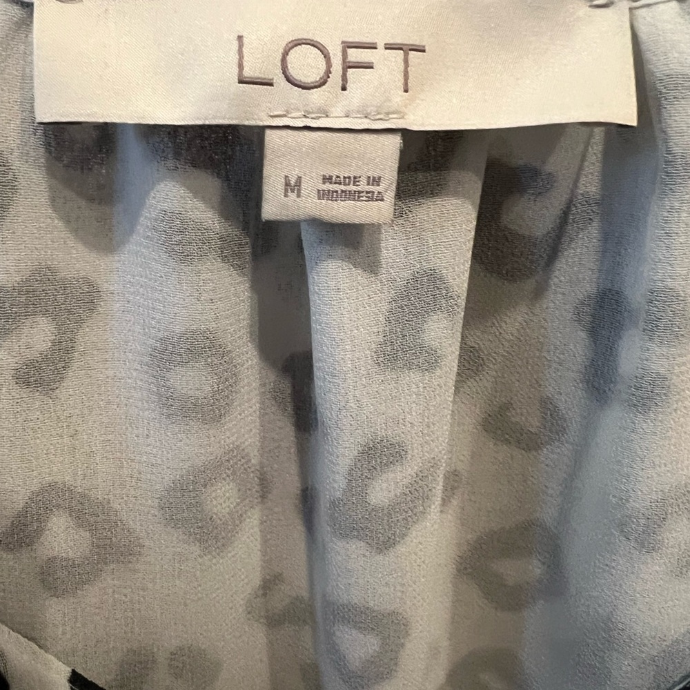 LOFT Gray Leopard Pattern Blouse - image 3